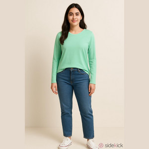 Lands End Shaped long sleeve tee Crewneck mint color Woman 1X 16W-18W